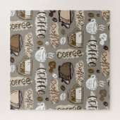 Koffiedoedels: met de hand getekend patroon legpuzzel (Horizontaal)