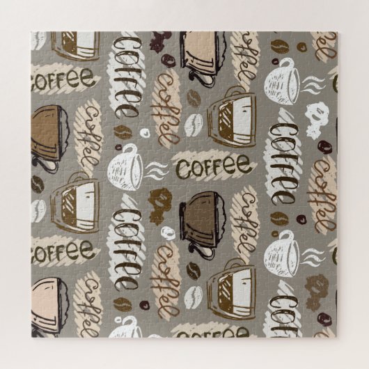 Koffiedoedels: met de hand getekend patroon legpuzzel (Horizontaal)