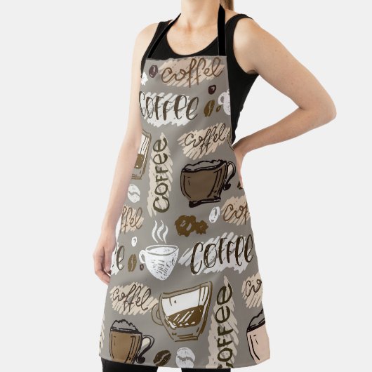 Koffiedoedels: met de hand getekend patroon schort (Insitu)