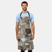 Koffiedoedels: met de hand getekend patroon schort (Gedragen)