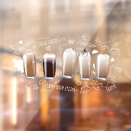 Koffiedranken Realistische koffiezaak advertentie Raamsticker