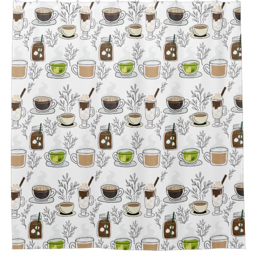 koffiedrankjes douchegordijn (Voorkant)