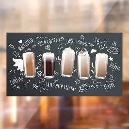 Koffiedrankjes Realistisch Koffiezaak Krijtbord Raamsticker