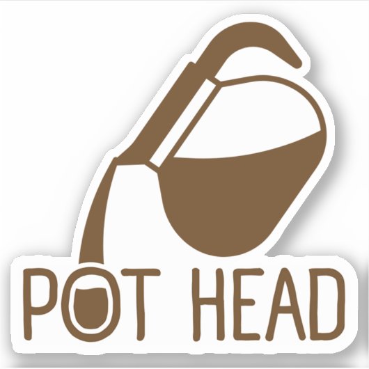 Koffiedrinker Pot Head Sticker (Voorkant)