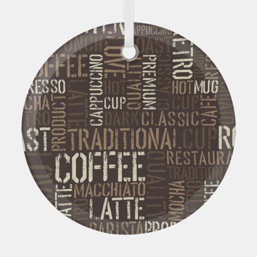 koffieervaring naadloos patroon glas ornament (Voorkant)