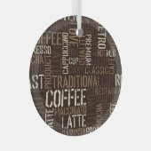 koffieervaring naadloos patroon glas ornament (Voorkant Rechts)