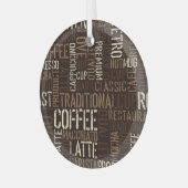 koffieervaring naadloos patroon glas ornament (Voorkant links)