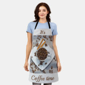 Koffiefoto met aanpasbare tekst schort (Gedragen)