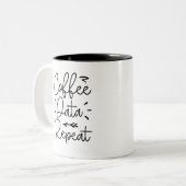 Koffiegegevens herhalen tweekleurige koffiemok (Voorkant links)