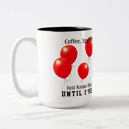 Koffiegespeld achterwaartse Mok (Links)