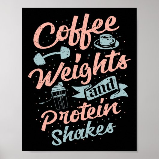 Koffiegewichten en eiwithoudende schaafmachines poster (Voorkant)