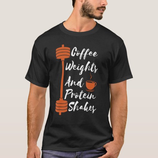 Koffiegewichten en eiwithoudende schudden t-shirt (Voorkant)