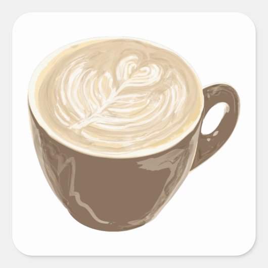 koffiehart vierkante sticker (Voorkant)