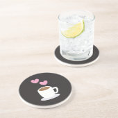 Koffieharten in zwart zandsteen onderzetter (Zijkant)