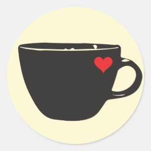 Koffiehartticker Ronde Sticker