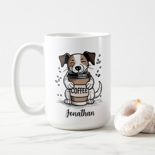 Koffiehond gepersonaliseerd koffiemok (Met donut)