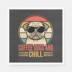 Koffiehonden en chillen Retro Pug Servet