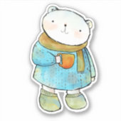 Koffiehoudend Beer van polair Sticker (Voorkant)