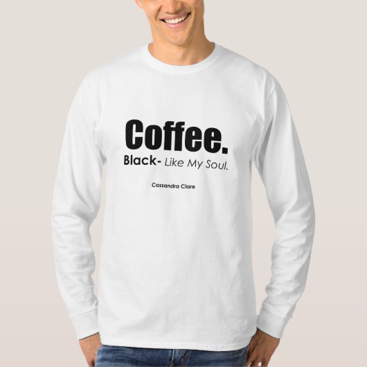 Koffiehoudende Mannen met lange basishoes T-shirt, T-shirt (Voorkant)