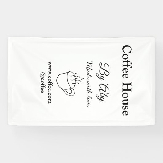 Koffiehuis gemaakt met liefde en tekst website soc spandoek (Horizontaal)