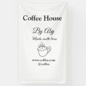 Koffiehuis gemaakt met liefde en tekst website soc spandoek (Verticaal)