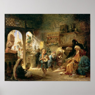 Koffiehuis in Caïro, jaren 1870 Poster