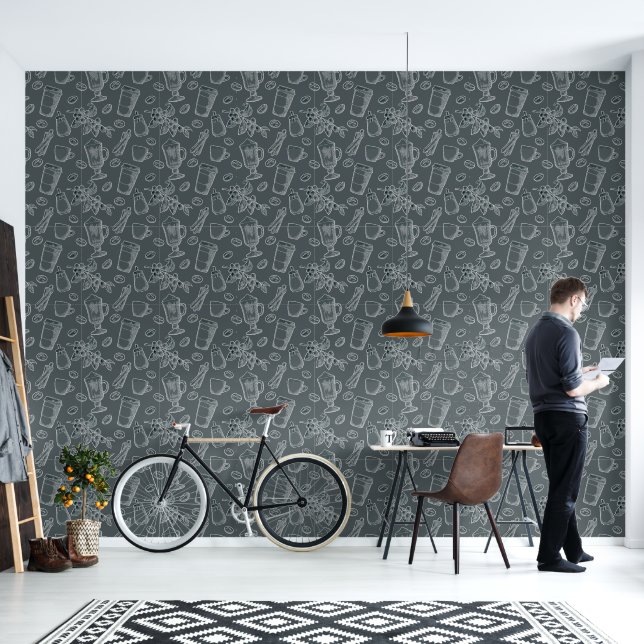 Koffiehuis Krijtbord Kunst Behang (Woonkamer)