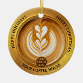 Koffiehuis Logo Kerst Keramisch Ornament (Voorkant)