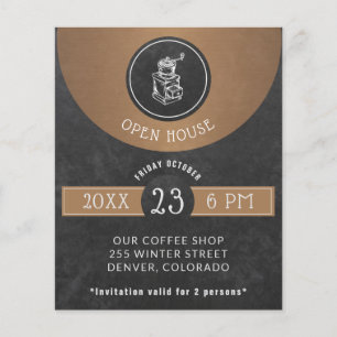 Koffiehuis Logo Open House Copper and Black Flyer