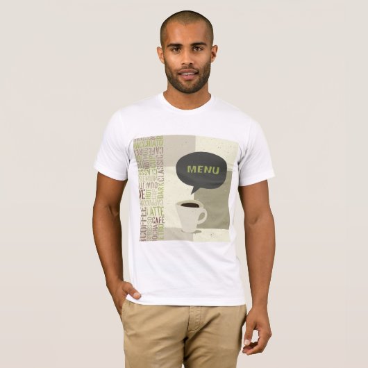 Koffiehuis Menu Mannen T-shirt (Voorkant volledig)