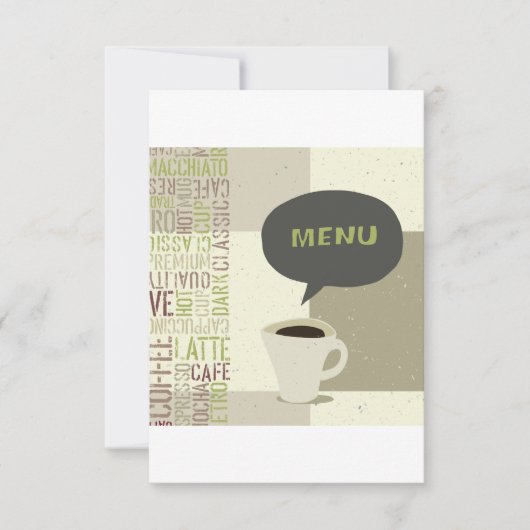 Koffiehuis Menu Uitnodigingen (Voorkant)