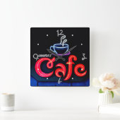 Koffiehuis Neon Light Home Personal Bar Vierkante Klok (Huis)