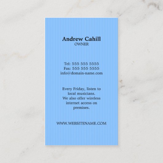 Koffiehuis Visitekaartje (Achterkant)