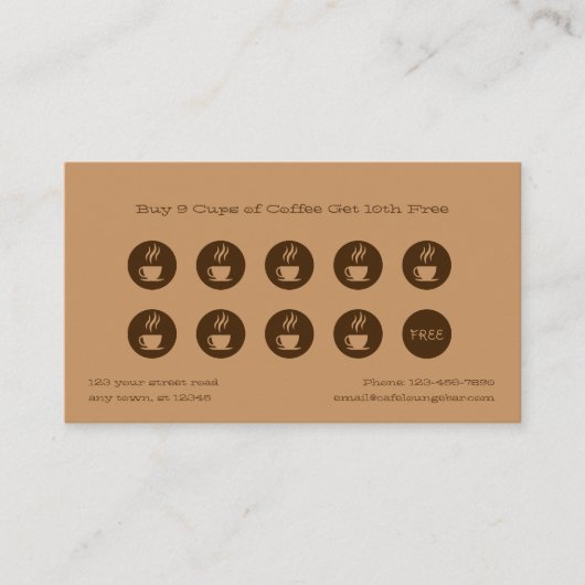 Koffiehuis/winkel Klantenkaartje (Voorkant)