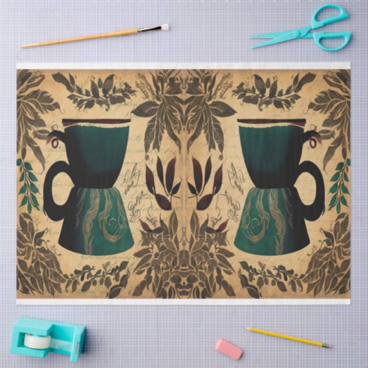 Koffiejar ephemera-collage tissuepapier (Craft)