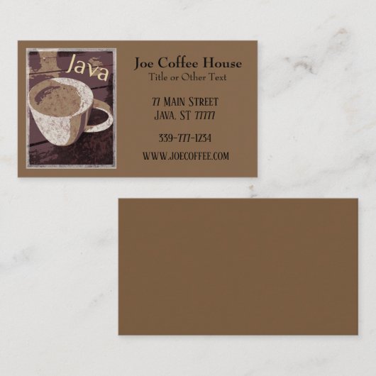 KoffieJava Visitekaartje (Voorkant / Achterkant)