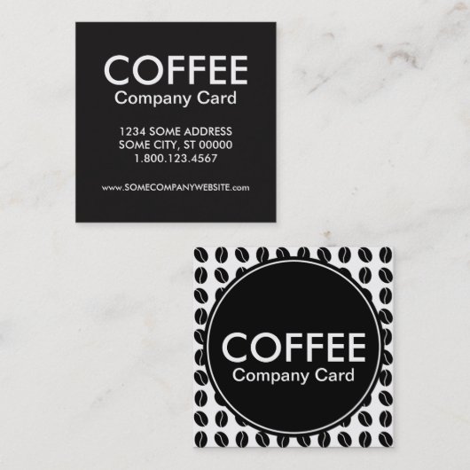 koffiekaartje vierkante visitekaartje (Voorkant / Achterkant)