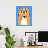Koffiekat Bedraad Kat Poster (Thuiskantoor)