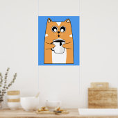 Koffiekat Bedraad Kat Poster (Keuken)
