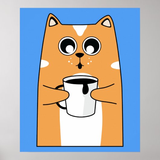 Koffiekat Bedraad Kat Poster (Voorkant)
