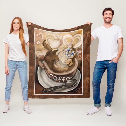 Koffiekat Fleece Deken (In situ)