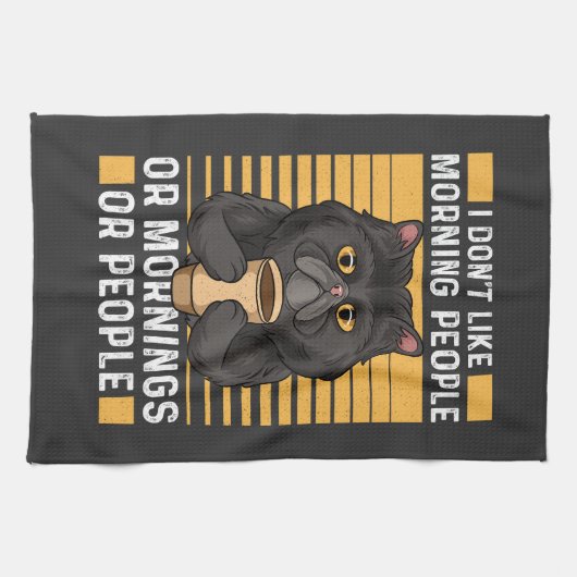 Koffiekat - Ik hou niet van ochtendmensen Theedoek (Horizontaal)