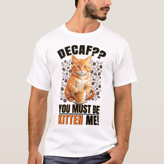 Koffiekat Mannen Wit T-shirt (Voorkant)