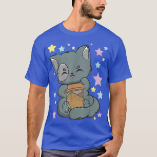Koffiekat met koffie Moma en Cute Anime Neko Fo T-shirt