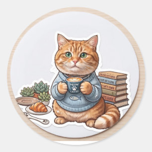 Koffiekat 😺 ronde sticker