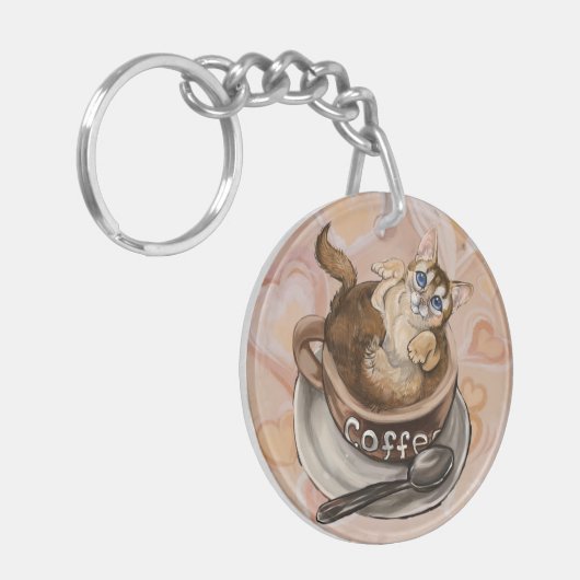 Koffiekat Sleutelhanger (Voorkant Links)