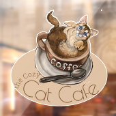 Koffiekat van Cozy Cat Cafe Raamsticker (Vel 2)