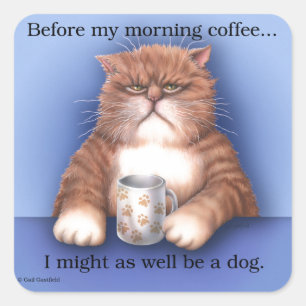 Koffiekat Vierkante Sticker