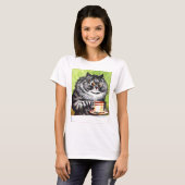 Koffiekat (Vintage-image) T-shirt (Voorkant volledig)