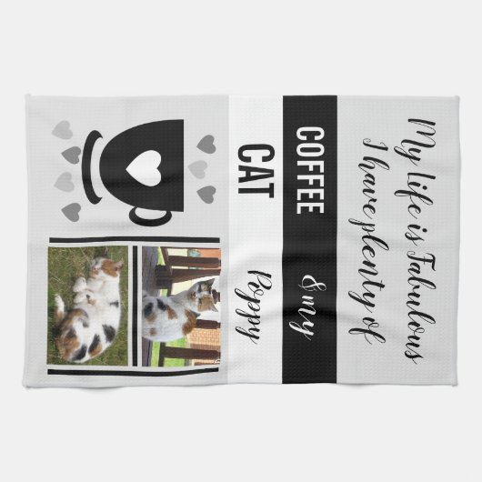 Koffiekattekattenhuisleven is een geweldig zwart f theedoek (Horizontaal)